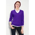 Ladies Acrylic Long Sleeve V-Neck Sweater - Custom